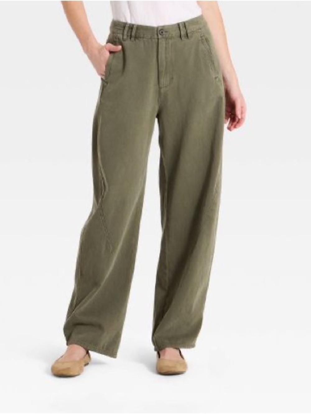 NWT Universal Thread Olive Green Wide-Leg Women's Barrel Jeans Sz 4